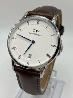 Daniel Wellington White Dial Watch with Brown Leather Strap